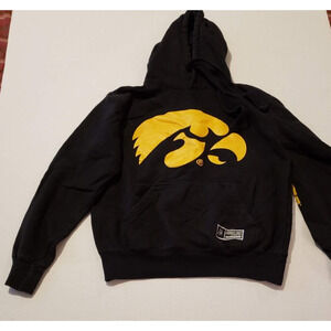 Iowa Hawkeyes Black Pull Over Pocketed Hoodie Sideline Apparel Size Small